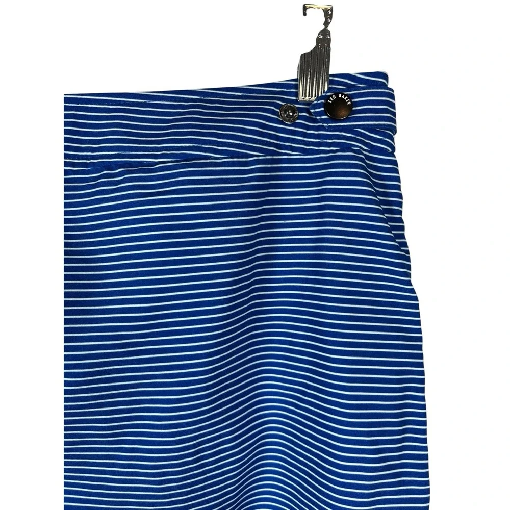 $120 NWT Ted Baker Sz L (4) Swim Trunks Blue Striped Shorts Liner Zip Pockets